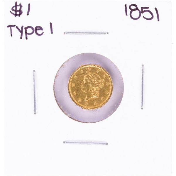 1851 $1 Type 1 Liberty Head Gold Dollar Coin with Solder