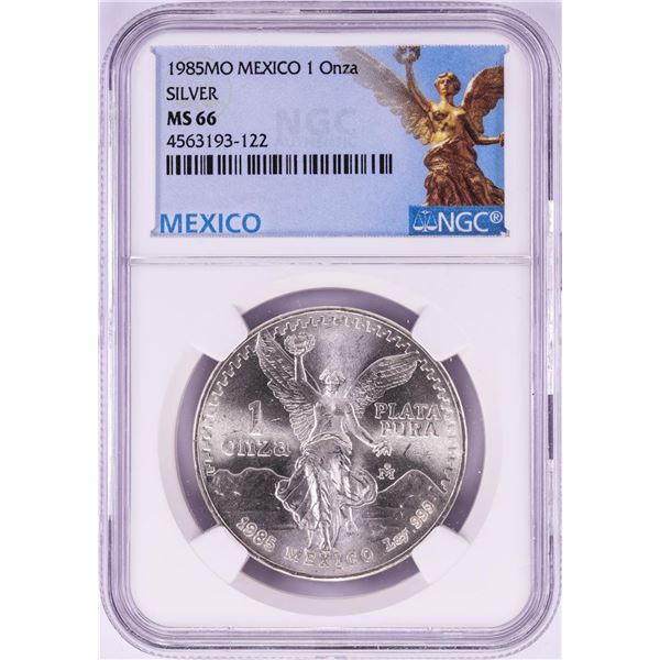 1985Mo Mexico 1 Onza Libertad Silver Coin NGC MS66