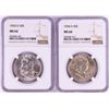 Image 1 : Lot of 1954-S & 1954-D Franklin Half Dollar Coins NGC MS64