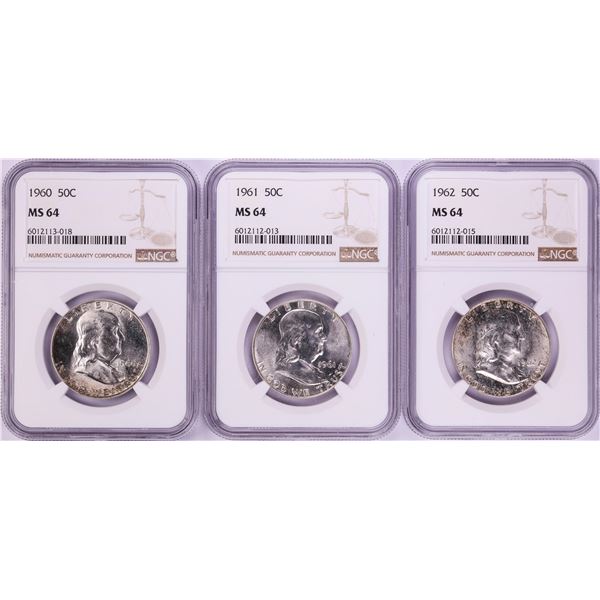 Lot of 1960-1962 Franklin Half Dollar Coins NGC MS64