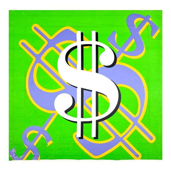 Steve Kaufman (1960-2010) "Dollar Sign (State 6)" Original Mixed Media on Canvas