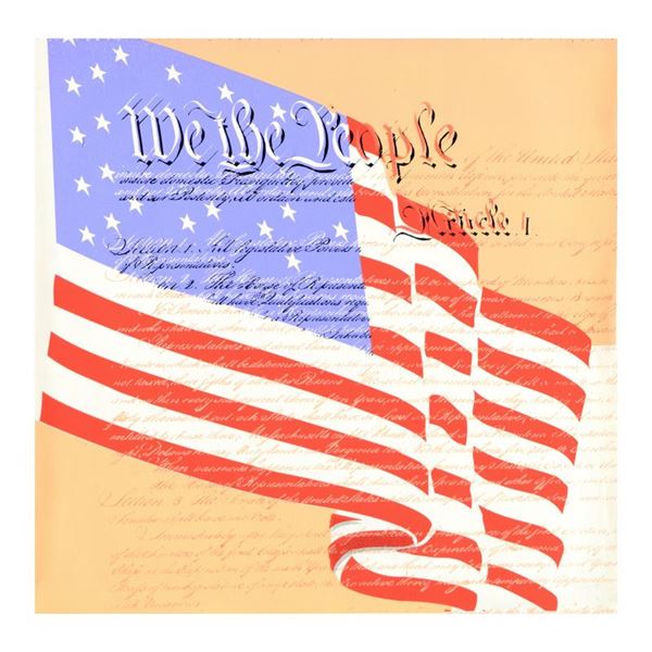 Steve Kaufman (1960-2010) "We the People" Original Mixed Media on Canvas