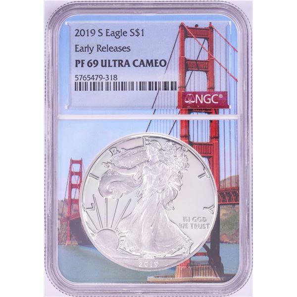 2019-S $1 Proof American Silver Eagle Coin NGC PF69 Ultra Cameo Bridge Core