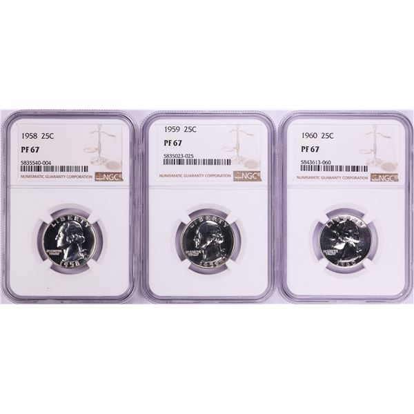 Lot of 1958-1960 Proof Washington Quarter Coins NGC PF67