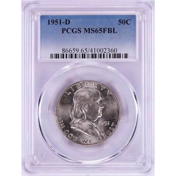 1951-D Franklin Half Dollar Coin PCGS MS65FBL