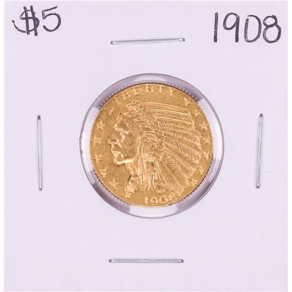 1908 $5 Indian Head Half Eagle Gold Coin