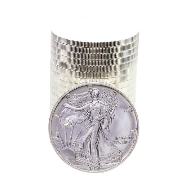 Roll of (20) Brilliant Uncirculated 1990 $1 American Silver Eagle Coins