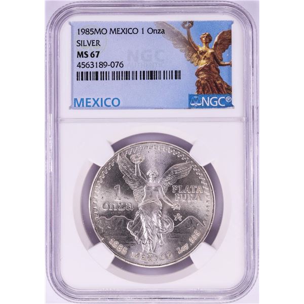 1985Mo Mexico 1 Onza Libertad Silver Coin NGC MS67