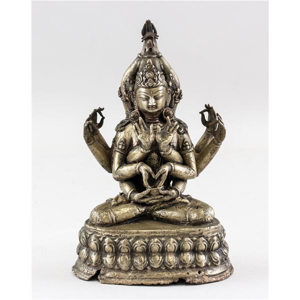 Indian Bronze Twelve-Arm Guanyin Statue