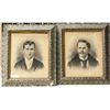 Image 1 : Lot of Two Charcoal Portraits With Ornate Frames