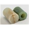 Image 2 : Two Assorted Chinese Green & White Jade Tube Beads