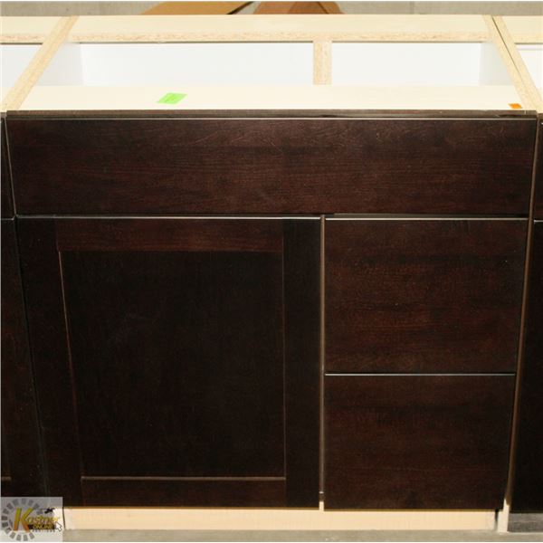 SINK VANITY BASE CAB 30" WIDE WITH BANK DRWS ON
