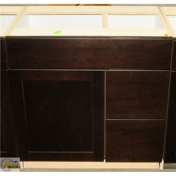 SINK VANITY BASE CAB 30" WIDE WITH BANK DRWS ON
