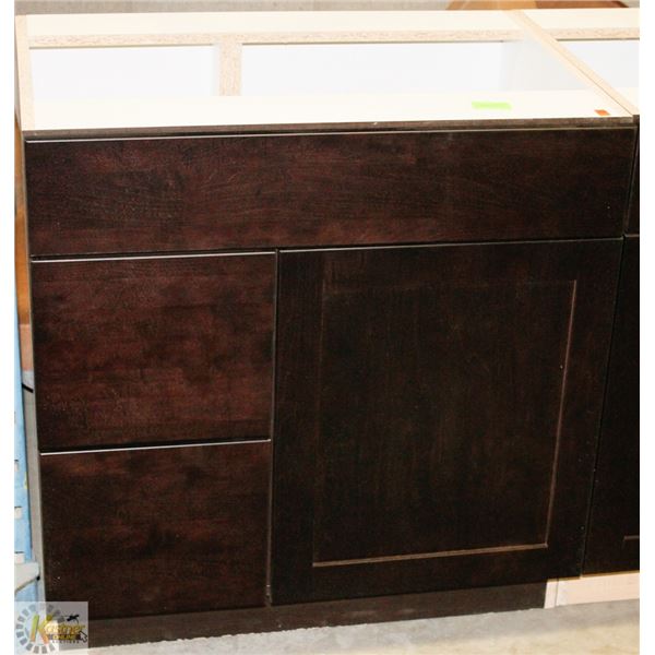 SINK VANITY BASE CAB 30" WIDE WITH BANK DRWS ON