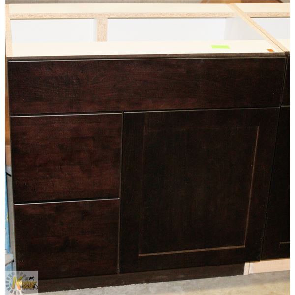 SINK VANITY BASE CAB 30" WIDE WITH BANK DRWS ON