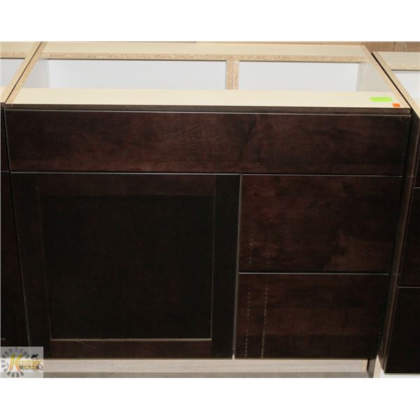 SINK VANITY BASE CAB 36" WIDE WITH BANK DRWS ON