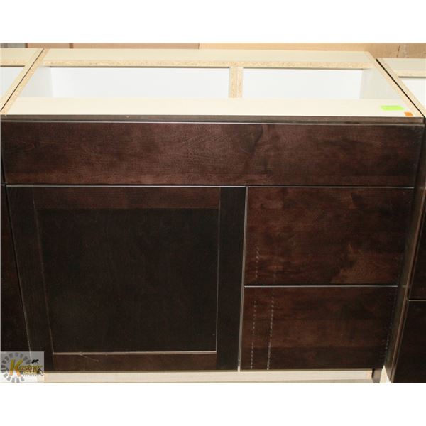 SINK VANITY BASE CAB 36" WIDE WITH BANK DRWS ON