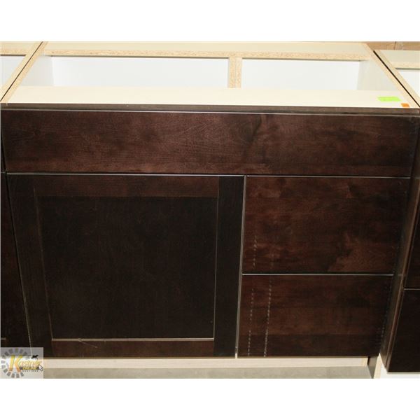 SINK VANITY BASE CAB 36" WIDE WITH BANK DRWS ON