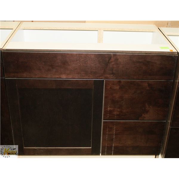 SINK VANITY BASE CAB 36" WIDE WITH BANK DRWS ON
