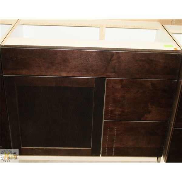 SINK VANITY BASE CAB 36" WIDE WITH BANK DRWS ON