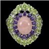 Image 1 : Natural Pink Opal 10x8MM, Amethyst &  Peridot Ring