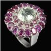 Image 2 : Natural Green Amethyst &  Rhodolite Garnet Ring