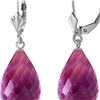 Image 1 : Genuine 14 ctw Amethyst Earrings 14KT White Gold - REF-28K5V