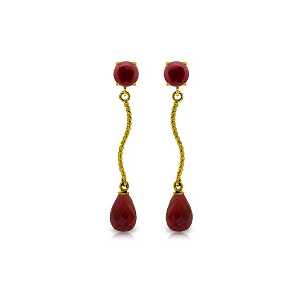 Genuine 7.9 ctw Ruby Earrings 14KT Yellow Gold - REF-28P9H