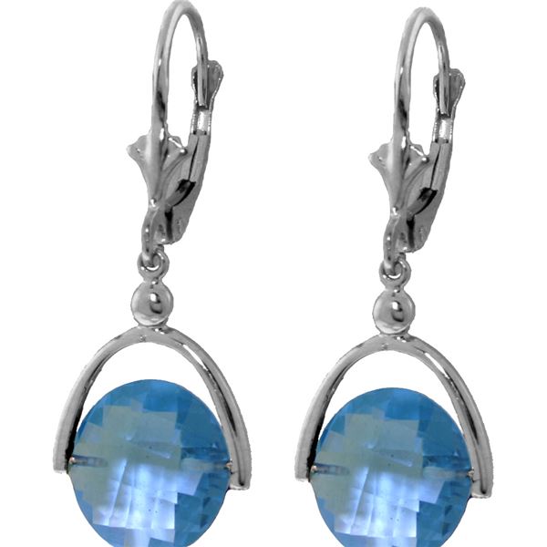 Genuine 6.5 ctw Blue Topaz Earrings 14KT White Gold - REF-43N4R