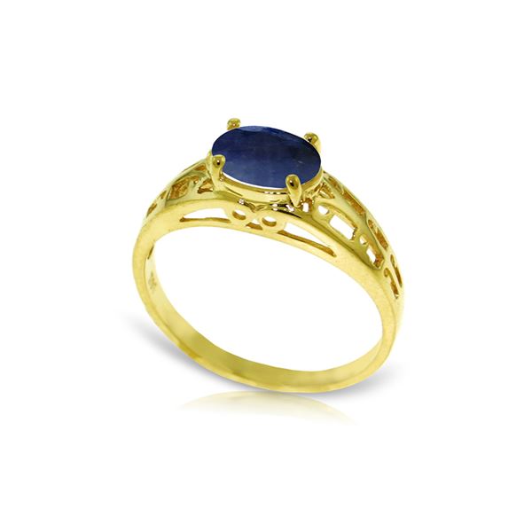 Genuine 1.15 ctw Sapphire Ring 14KT Yellow Gold - REF-35X9M