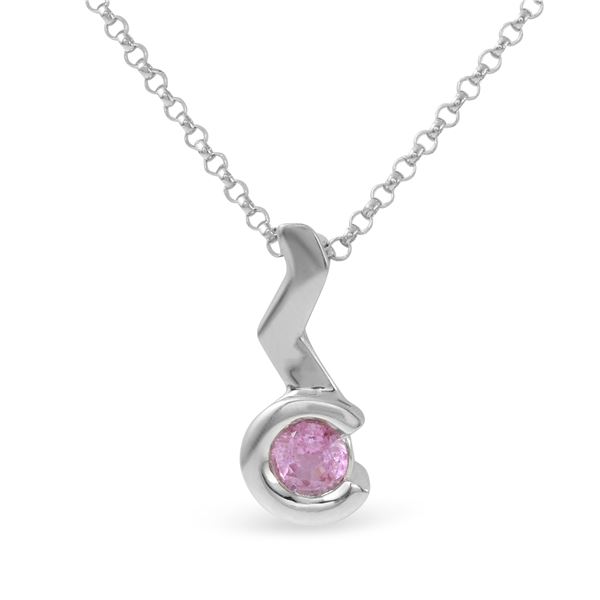 Natural 0.41 CTW Pink Sapphire & Diamond Necklace 14K White Gold - REF-21R6K