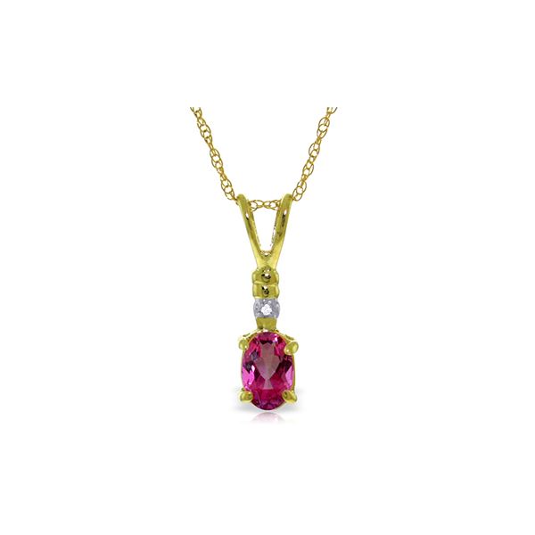 Genuine 0.46 ctw Pink Topaz & Diamond Necklace 14KT Yellow Gold - REF-21Y6F