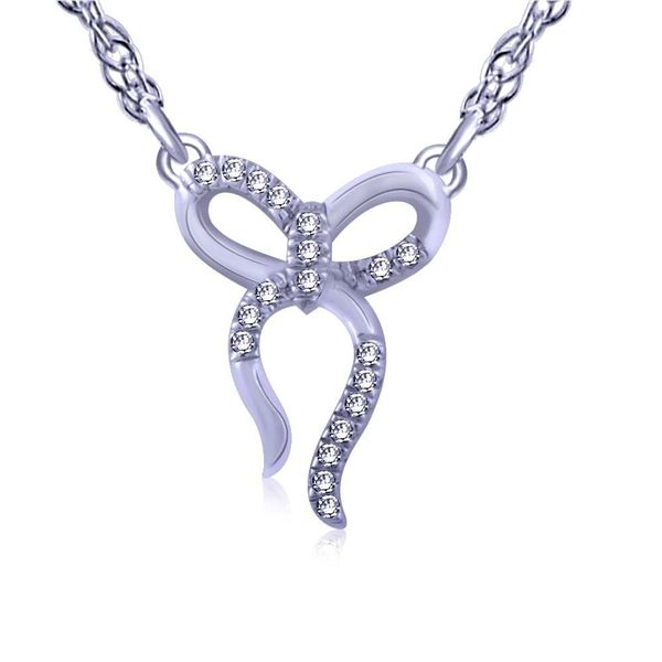 Natural 0.03 CTW Diamond Necklace 14K White Gold - REF-16X2T