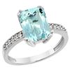 Image 1 : 3.70 CTW Aquamarine & Diamond Ring 10K White Gold - REF-51W4F