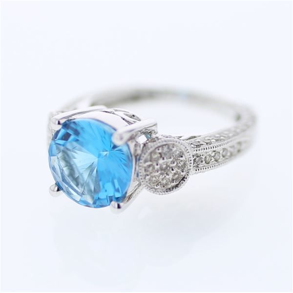 Natural 4.80 CTW Topaz & Diamond Ring 18K White Gold - REF-111R6K