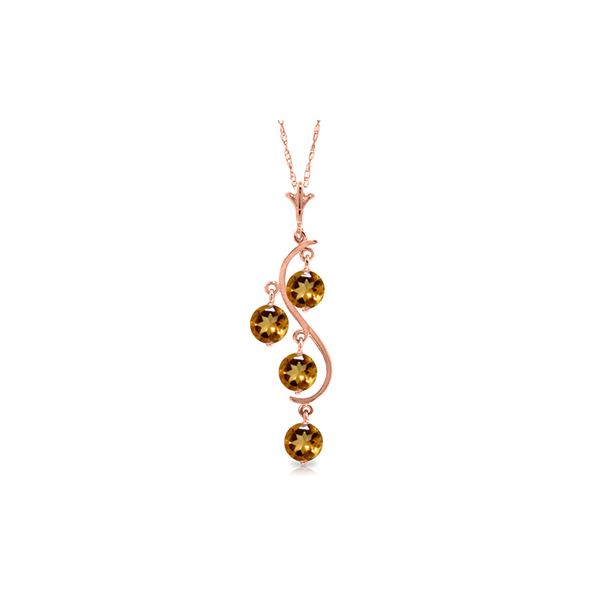 Genuine 2.25 ctw Citrine Necklace 14KT Rose Gold - REF-30M2T