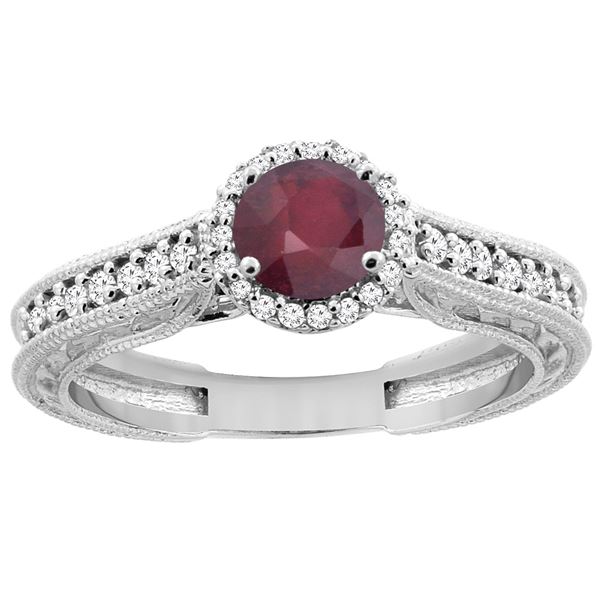 1.29 CTW Ruby & Diamond Ring 14K White Gold - REF-57R9H