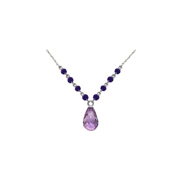 Genuine 11.50 ctw Amethyst Necklace 14KT White Gold - REF-34Z7N