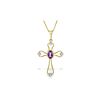 Image 1 : Genuine 0.57 ctw Amethyst & Diamond Necklace 14KT Yellow Gold - REF-40Y8F