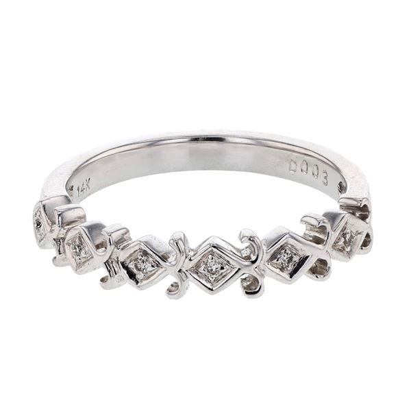 Natural 0.03 CTW Diamond Band Ring 14K White Gold - REF-28R8K