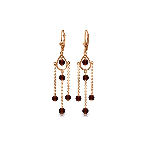 Genuine 3 ctw Garnet Earrings 14KT Rose Gold - REF-48T9A