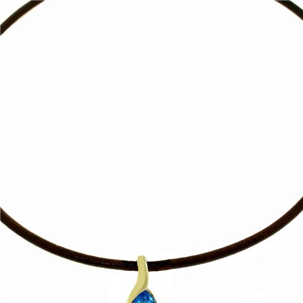 Genuine 4.7 ctw Blue Topaz Necklace 14KT White Gold - REF-32R3P