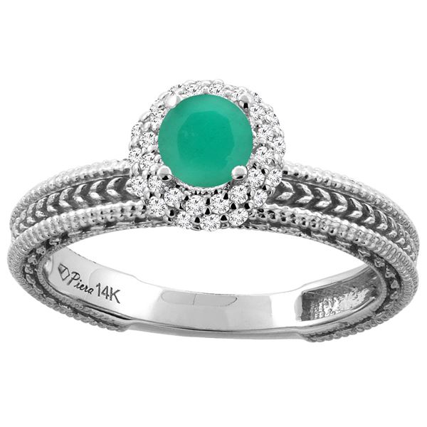 0.76 CTW Emerald & Diamond Ring 14K White Gold - REF-54H5M