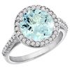 Image 1 : 2.44 CTW Aquamarine & Diamond Ring 14K White Gold - REF-64H5M