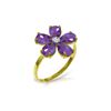 Image 1 : Genuine 2.22 ctw Amethyst & Diamond Ring 14KT Yellow Gold - REF-35A9K