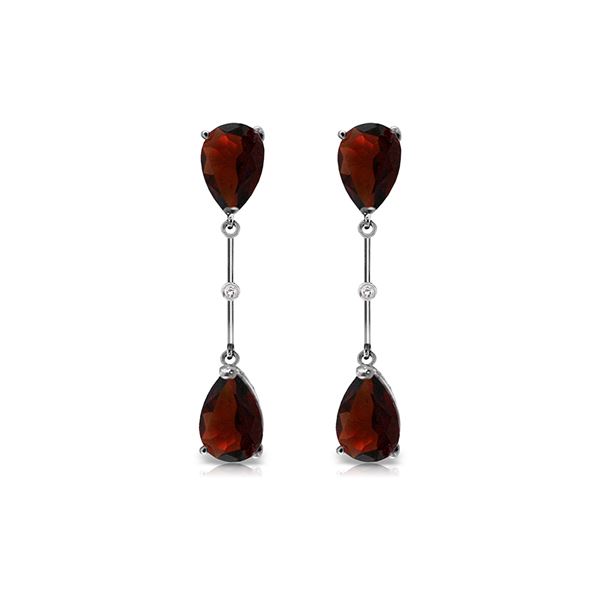 Genuine 6.01 ctw Garnet & Diamond Earrings 14KT White Gold - REF-42F4Z