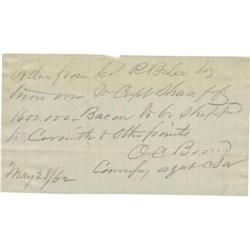 1862 Confederate Army Requisition For Provisions