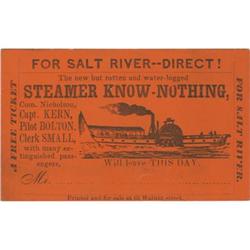Salt River Ticket- Steamer Know-Nothing