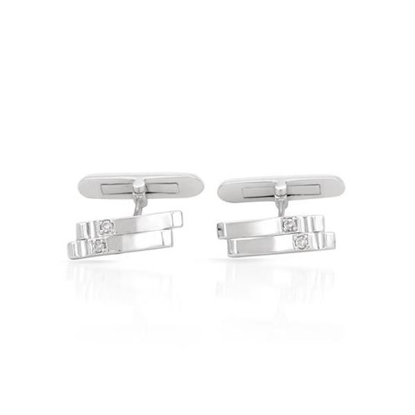 Natural 0.11 CTW Diamond Cuff Links 14K White Gold - REF-68R4K