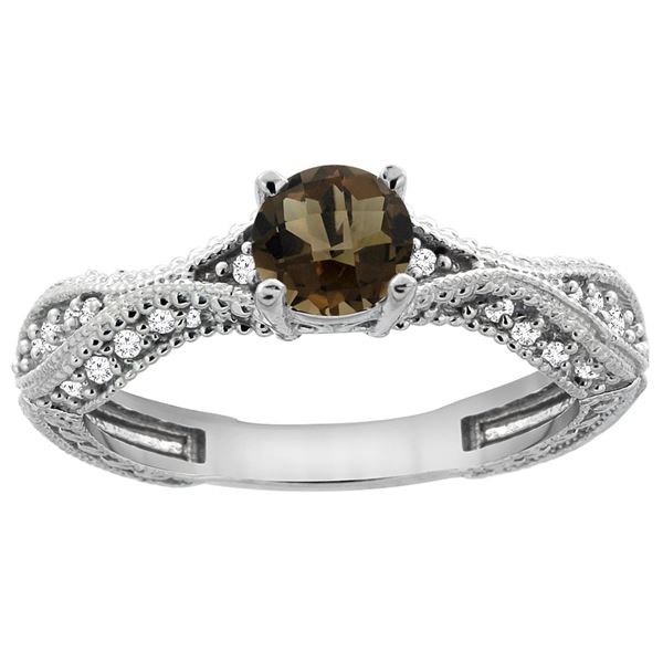 0.81 CTW Quartz & Diamond Ring 14K White Gold - REF-67A8X